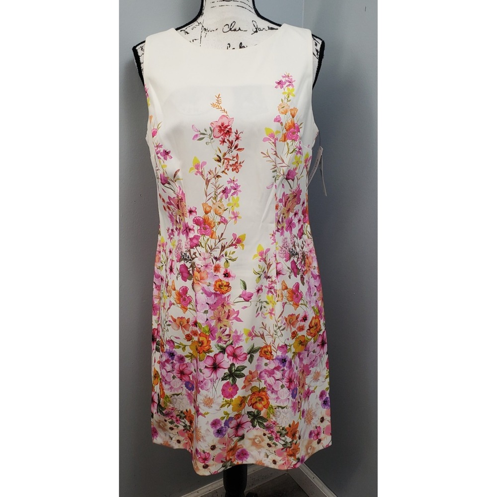 Brannan Sheath‎ Dress Womens 10 Multicolor Floral Stretch Sleeveless Back Zip